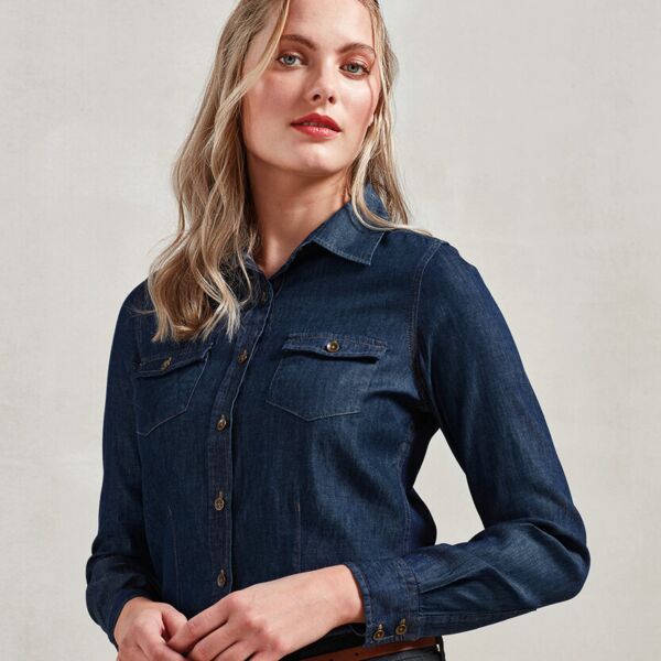 Premier Women's jeans stitch denim shirt Thumbnail