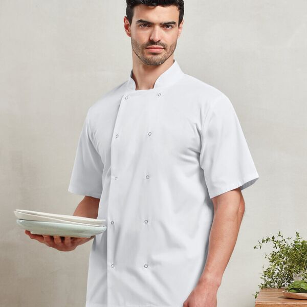 Premier studded front short sleeve chef's jacket (PR664) Thumbnail